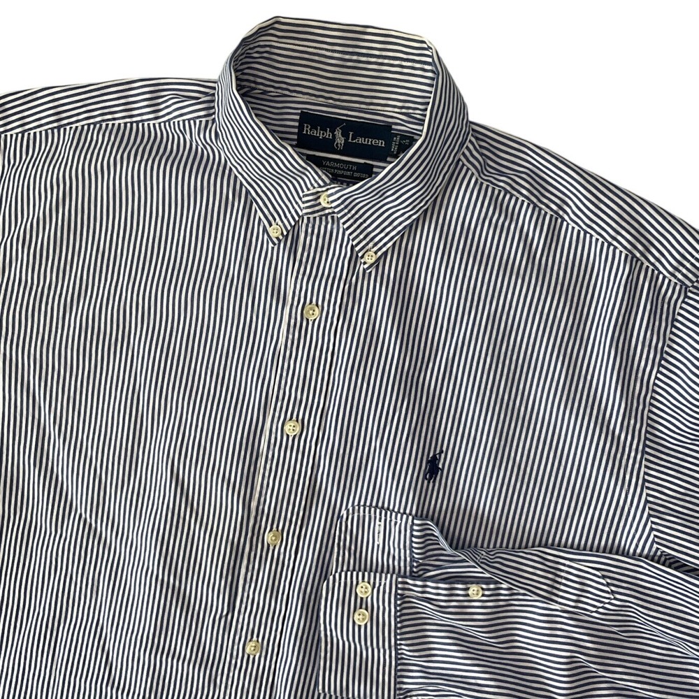 Polo Ralph Lauren Mens 16.5 Yarmouth Pinpoint Oxford Striped Button Down Shirt
